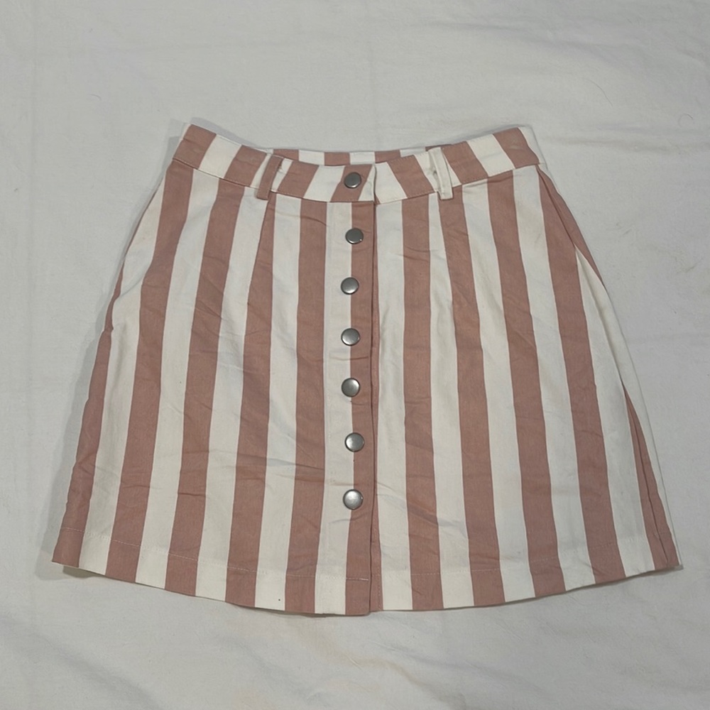 Favlux pink and white stripe mini skirt
